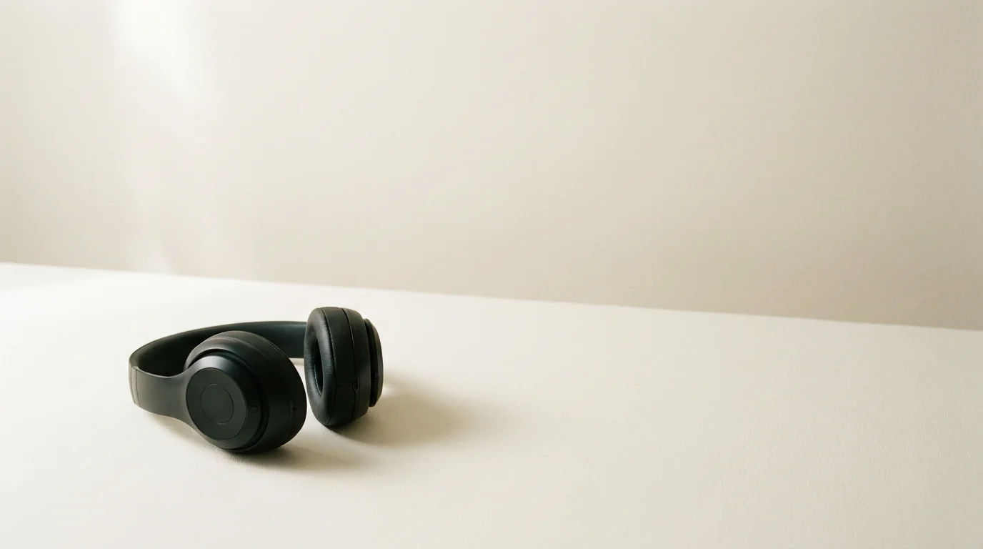 Schwarze Over-Ear-Kopfhörer auf hellem Untergrund